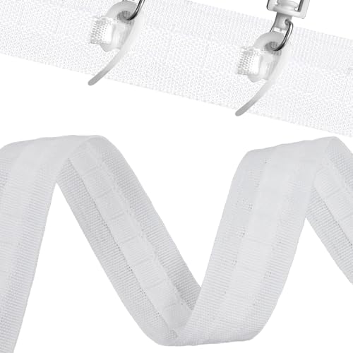 WQNNQW Gardinenband,Kräuselband Gardinen,28m X 2.5cm,Gardinenband Zum Aufnähen,Kräuselband,Universalband,Kräuselband Zum Aufbügeln,Vorhangband Zum Aufnähen(1 Rolle Weiß) Für Gardine Haken von WQNNQW