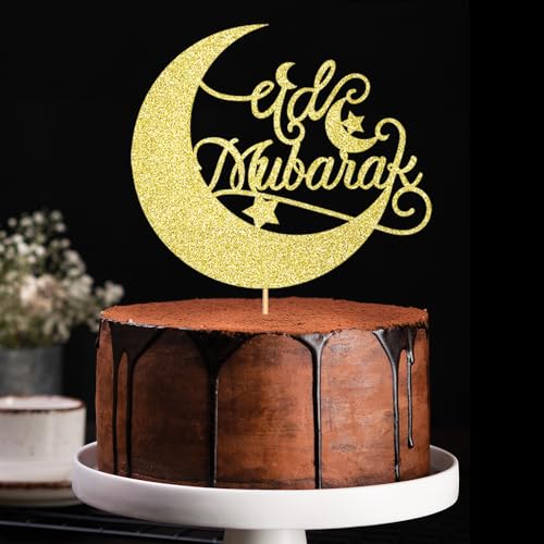 WRACKKIAR Eid Mubarak Tortenaufsatz, Eid-Feierdekoration, goldener Glitzer, Ramadan Kareem, Hajj Mubarak, Eid Festival, Jahrestag, Party-Dekorationen WRACKKIAR Eid Mubarak Tortenaufsatz, Eid-Feierdekoration, goldener Glitzer, Ramadan Kareem, Hajj Mubarak, Eid Festival, Jahrestag, Party-Dekorationen von WRACKKIAR