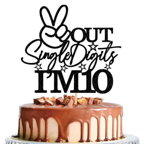 WRACKKIAR Out Tortenaufsatz mit der Aufschrift "I'm 25.4 cm, Aufschrift "Happy 10th Birthday", Partyzubehör zum 10. Geburtstag, Schwarz WRACKKIAR Out Tortenaufsatz mit der Aufschrift "I'm 25.4 cm, Aufschrift "Happy 10th Birthday", Partyzubehör zum 10. Geburtstag, Schwarz von WRACKKIAR