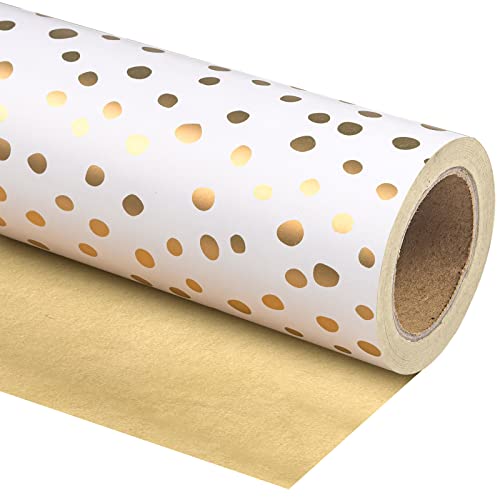 WRAPAHOLIC Wendbares Geschenkpapier – Mini-Rolle – 43,2 cm x 94,4 m – Golddruck und zartes Punkte-Design für Geburtstag, Urlaub, Hochzeit, Babyparty WRAPAHOLIC Wendbares Geschenkpapier – Mini-Rolle – 43,2 cm x 94,4 m – Golddruck und zartes Punkte-Design für Geburtstag, Urlaub, Hochzeit, Babyparty von WRAPAHOLIC
