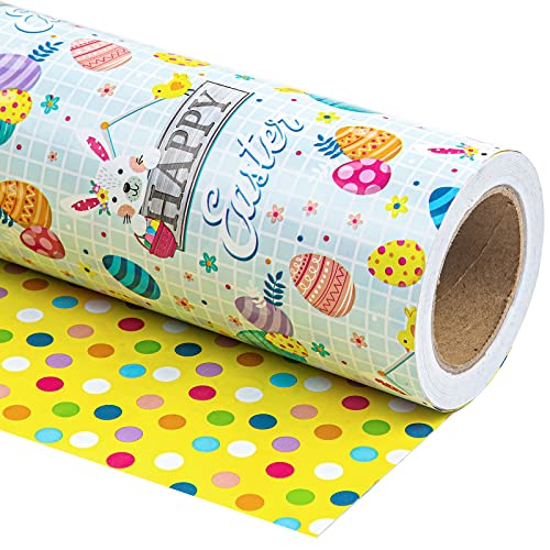 WRAPAHOLIC Wendbares Oster-Geschenkpapier – Mini-Rolle – 43 cm x 100 cm – Osterhasen-Design für Geburtstag, Babyparty, Ostergeschenkpapier WRAPAHOLIC Wendbares Oster-Geschenkpapier – Mini-Rolle – 43 cm x 100 cm – Osterhasen-Design für Geburtstag, Babyparty, Ostergeschenkpapier von WRAPAHOLIC