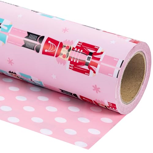 WRAPAHOLIC Wendbares Weihnachts-Geschenkpapier – Mini-Rolle – 43 cm x 100 cm – rosa Nussknacker-Geschenkpapier und Punkte-Design für Weihnachten, Urlaub, Party Feier WRAPAHOLIC Wendbares Weihnachts-Geschenkpapier – Mini-Rolle – 43 cm x 100 cm – rosa Nussknacker-Geschenkpapier und Punkte-Design für Weihnachten, Urlaub, Party Feier von WRAPAHOLIC