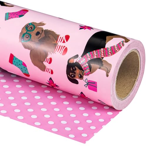 WRAPAHOLIC Wendbares Weihnachts-Geschenkpapier für Hunde, Mini-Rolle, 43,2 cm x 10,2 m, rosa Weihnachts-Geschenkpapier und Punkte-Design für Urlaub, Party WRAPAHOLIC Wendbares Weihnachts-Geschenkpapier für Hunde, Mini-Rolle, 43,2 cm x 10,2 m, rosa Weihnachts-Geschenkpapier und Punkte-Design für Urlaub, Party von WRAPAHOLIC