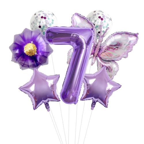 32 Zoll Zahlen Folienballon Set, Lila Schmetterling Blume Design - Kinder Geburtstag Party Dekorationen für Szene Setup von WREWING