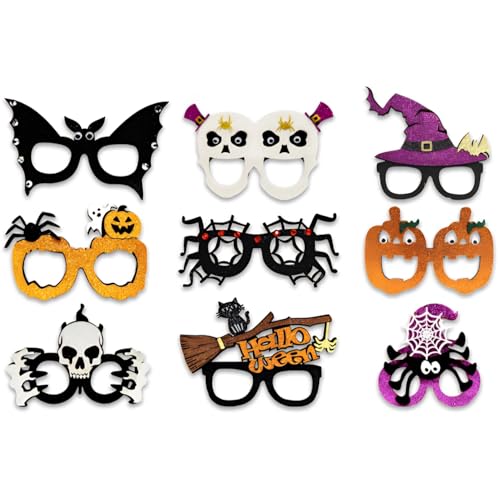 9er-Pack Halloween-Brillen Set - Gruselige Foto-Requisiten mit Spinne, Kürbis und Fledermaus-Design, lustige Brille für Erwachsene und Kinder 9er-Pack Halloween-Brillen Set - Gruselige Foto-Requisiten mit Spinne, Kürbis und Fledermaus-Design, lustige Brille für Erwachsene und Kinder von WREWING