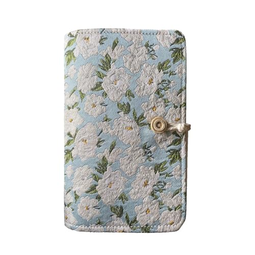 A5-Ordner, besticktes Blumen-Tagebuch, Seilbindung, Notizbuch, nachfüllbar, 6-Ringbuch, 180 Seiten, persönlicher Planer, Ordner für den Alltag und das Studium (Blau-Blumen-A6) von WREWING