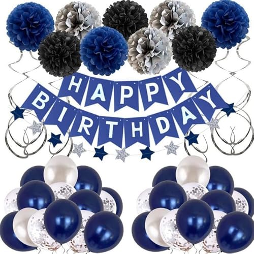 Komplettes Geburtstagsparty-Dekorationsset – buntes Geburtstagsbanner, exquisite Papierblumenkugeln und festliche Luftballons für Innen- und Außenfeiern Komplettes Geburtstagsparty-Dekorationsset – buntes Geburtstagsbanner, exquisite Papierblumenkugeln und festliche Luftballons für Innen- und Außenfeiern von WREWING