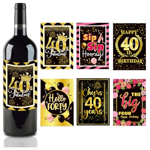 WREWING 30 Stück wiederverwendbare Papierflaschen-Etiketten für Meilenstein-Geburtstage – 40 Dekorationen, Party-Atmosphäre, DIY-Kit WREWING 30 Stück wiederverwendbare Papierflaschen-Etiketten für Meilenstein-Geburtstage – 40 Dekorationen, Party-Atmosphäre, DIY-Kit von WREWING