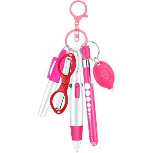 WREWING Krankenschwester Stift Set: Marker Stift Licht, einziehbarer Kugelschreiber, faltbare Stillschere & Ausweishalter von WREWING
