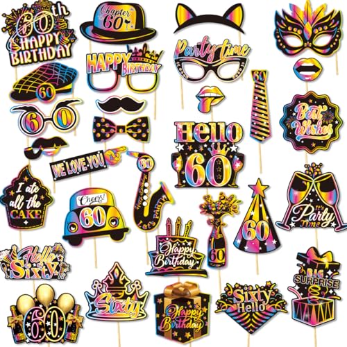 WREWING Papiermasken mit Bambusstäben – lustige Geburtstagsparty-Foto-Requisiten für Erwachsene ab 60 Jahren, mehrfarbige Dekorationen und Zubehör WREWING Papiermasken mit Bambusstäben – lustige Geburtstagsparty-Foto-Requisiten für Erwachsene ab 60 Jahren, mehrfarbige Dekorationen und Zubehör von WREWING