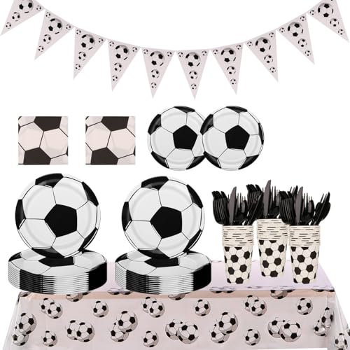 WREWING Wiederverwendbares Party-Set – blau-lila Fischschwanz/Fußball-Thema PP-Geschirr & Dekorationen, alle Altersgruppen Geburtstage WREWING Wiederverwendbares Party-Set – blau-lila Fischschwanz/Fußball-Thema PP-Geschirr & Dekorationen, alle Altersgruppen Geburtstage von WREWING