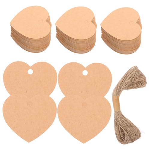 WRITWAA 1 Satz Geschenkanhänger aufhängen hochzeit dekoration geschenketiketten Herzförmige Etiketten süß mit geformt hängende Basteletiketten Herzanhänger zum selber basteln Papier Brown von WRITWAA