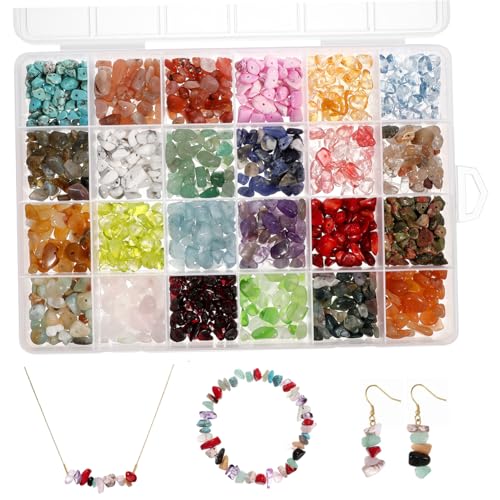 WRITWAA 1 Schachtel Fach Aufbewahrungsbox mit Natürlichen Unregelmäßigen Steinperlen zum Auffädeln für DIY Schmuckherstellung Armbänder Halsketten Kreative Bastelperlen von WRITWAA