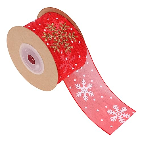WRITWAA 1 Stück Weihnachtsverpackungsband mit Schneeflocken Muster ca Rotes Geschenkband für Diy Dekorationen Blumenarrangements und Weihnachtsfeiern WRITWAA 1 Stück Weihnachtsverpackungsband mit Schneeflocken Muster ca Rotes Geschenkband für Diy Dekorationen Blumenarrangements und Weihnachtsfeiern von WRITWAA