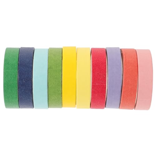 WRITWAA 10 Rollen Regenbogenfarben Washi Tape Klebebänder für Scrapbook DIY Bastelpapier Sticker Dekorationen Vielseitig Verwendbar für Planer Tagebuch Geschenkverpackung von WRITWAA
