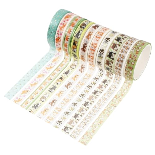 WRITWAA 10 Rollen Teiliges Hot Stamping Washi Tape Set Dekoratives Klebeband für DIY Handwerk Scrapbooking Tagebuchgestaltung Vielseitige Papierklebebänder mit Goldener Prägung für von WRITWAA