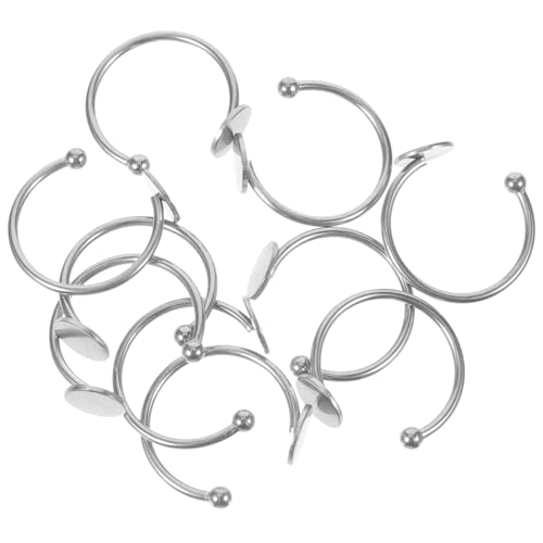 WRITWAA 10 Stück Teiliges Edelstahl Ringrohlinge Verstellbare Ringbasen für Schmuckherstellung Flache Ringhalter Langlebige DIY Materialien Metallringe zum Selbermachen Geeignet für von WRITWAA