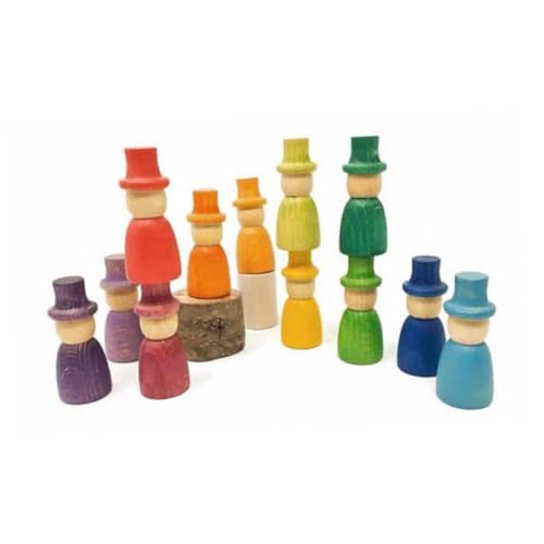 WRITWAA 10 Stück Teiliges Naturfarbene Holzfiguren mit Mützen DIY bastelset für Bemalbare Puppen zum Kreativen Malen und Dekorieren Pädagogisches Holzspielzeug für Mädchen und Jungen von WRITWAA