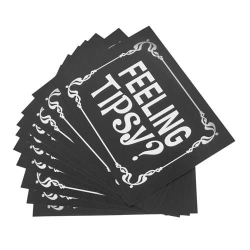 WRITWAA 10 Stück Teiliges Selbstklebender Wasserdichter Feeling Tipsy Aufkleber aus Papier und PVC Klare Schrift Stilvolle designs für Bar Restaurantdekoration von WRITWAA