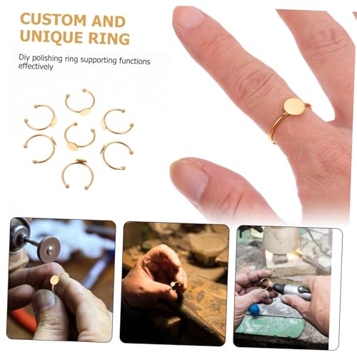 WRITWAA 10 Stück Verstellbare Ringrohlinge aus Edelstahl Goldfarbene Ringbasen für DIY Schmuckherstellung Runde Fingerring Lünette Glatte Oberfläche Vielseitig für Individuelle von WRITWAA