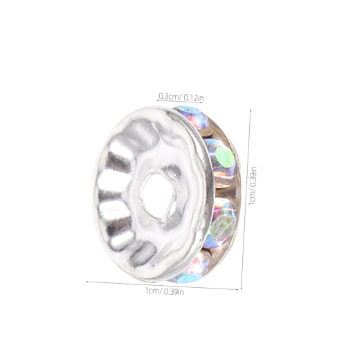 WRITWAA 100 Stück Große Loch Rondelle Spacer Perlen mit Kristall Strass Glitzer Versilberte Abstandsperlen für DIY Schmuckherstellung Armband Halskette Bastelzubehör WRITWAA 100 Stück Große Loch Rondelle Spacer Perlen mit Kristall Strass Glitzer Versilberte Abstandsperlen für DIY Schmuckherstellung Armband Halskette Bastelzubehör von WRITWAA