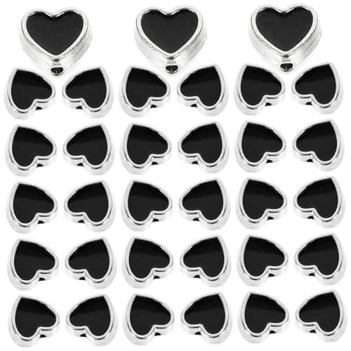 WRITWAA 100 Stück Herzförmige DIY Spacer Perlen aus Langlebiger Legierung Schwarze Flache Abstandsperlen für Schmuckherstellung Armbänder Halsketten Vielseitig für Bastelbedarf und Charms WRITWAA 100 Stück Herzförmige DIY Spacer Perlen aus Langlebiger Legierung Schwarze Flache Abstandsperlen für Schmuckherstellung Armbänder Halsketten Vielseitig für Bastelbedarf und Charms von WRITWAA