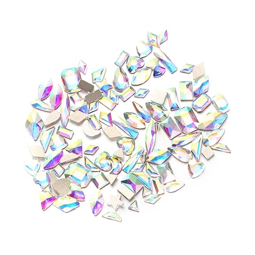 WRITWAA 100 Stück Nail Art Charms mit Goldbasis Glänzende Maniküre Dekorationen Aufkleber für Diy Nageldesign Rhinestones und Accessoires für Nagelliebhaber von WRITWAA