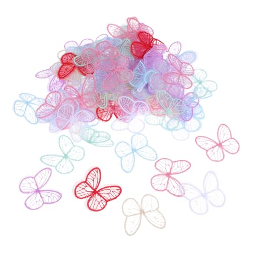 WRITWAA 100 Stück Schmetterling Spitze Applikationen Bestickte Patches zum Aufnähen Mix Farben Hochwertige Spitzenstickerei für Brautkleider Hemden Hosen Jacken DIY Kleidung Dekoration von WRITWAA
