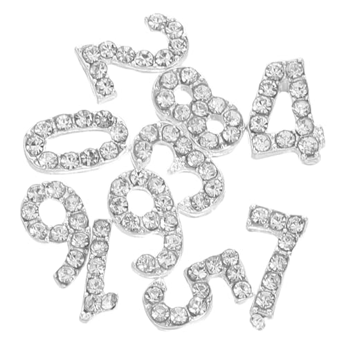 WRITWAA 100 Stück Teiliges Arabische Zahlen Nagelcharms aus Eisen mit Funkelnden Flachen Strasssteinen Luxuriöse Nail Art Dekorationen für Partys Hochzeiten und Besondere Anlässe von WRITWAA