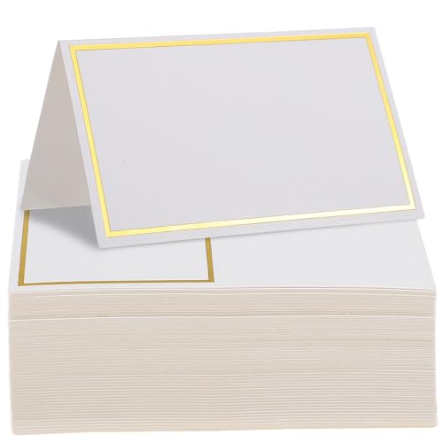 WRITWAA 100 Stück Teiliges Blanko Tischkarten mit Goldprägung Faltbare und Praktische Reserviert Karten Kompakte für Hochzeit Geburtstag Party und Jubiläum Verarbeitet und Langlebig von WRITWAA