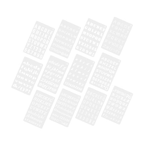 WRITWAA 12 Blatt Teiliges Wiederverwendbares Kunststoff schablonenset mit Alphabetbuchstaben für Wandkunst und DIY bastelprojekte Einfache Klare Muster für Acrylmalerei Scrapbooking und von WRITWAA