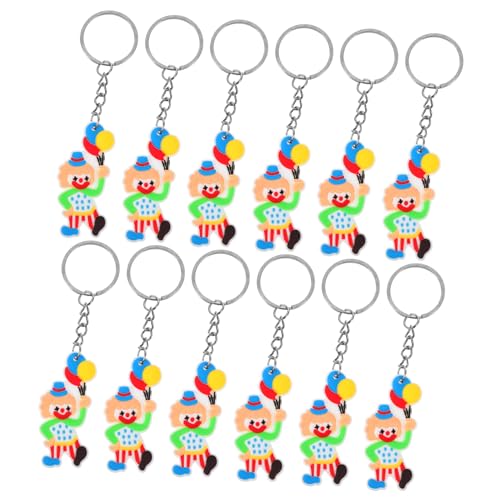 WRITWAA 12 Stück Teiliges Kleine PVC Clown Schlüsselanhänger mit Karabiner als Schlüsselring Taschenanhänger und Partydeko Langlebig und Dekorativ Originelles für Familie und Freunde von WRITWAA