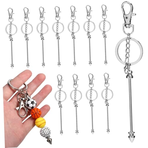 WRITWAA 12 Stück Teiliges Metall schlüsselanhänger mit Drehbarem Karabiner Beaded Keychain Bars für DIY Perlenanhänger Vielseitig als Schlüssel Rucksackanhänger Kompakt und Leicht von WRITWAA