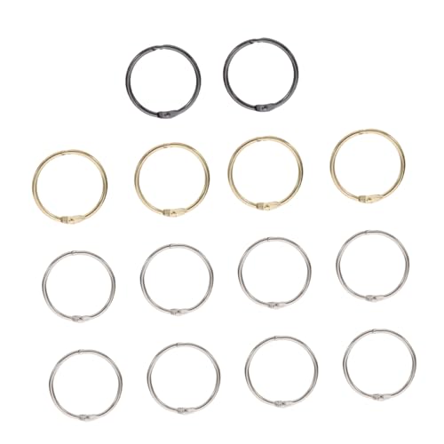 WRITWAA 14 Stück Teiliges Metall Buchringe Rundbinder Ringe in Gold Silber Schwarz Stabile Loseblatt Verbinder für Ringordner Scrapbooking Notizbücher und Bastelarbeiten von WRITWAA