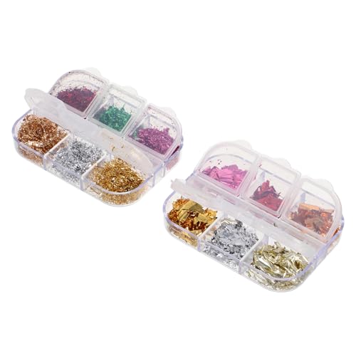 WRITWAA 2 Boxen Nagelkunst Goldfolie Goldflocken Für Nägel Nagelfolienflocken Nagelglitter Nagelchips Nagelgoldflocken Nailart-glitzer Nagel Pailletten Nagelkunstflocken Aufkleber von WRITWAA