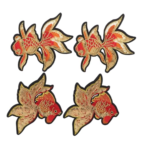 WRITWAA 2 Paare Koi Fisch Aufnäher Bestickte Glitzernde Applikationen im Chinesischen Stil für Kleidung Diy Reparaturpatch für Jeans Jacken und Taschen Kreatives Bastelzubehör WRITWAA 2 Paare Koi Fisch Aufnäher Bestickte Glitzernde Applikationen im Chinesischen Stil für Kleidung Diy Reparaturpatch für Jeans Jacken und Taschen Kreatives Bastelzubehör von WRITWAA