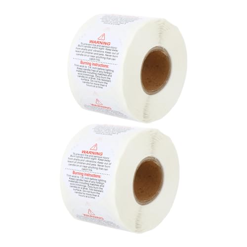 WRITWAA 2 Rollen Candle Safety Warning Sticker pro für Kerzengläser Kerzenbehälter Aufkleber mit Klarem Englischem Druck Sicher und Praktisch für Kerzenhalter und Dosen von WRITWAA