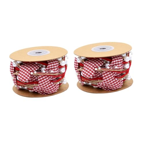 WRITWAA 2 Rollen Liebesperlenkettenband ribbon bandfeile hochzeitsdeko valentinstags valentines Blumen- Dekorationen Blumenband für Blumensträuße Geschenkband DIY-Bastelband Plastik von WRITWAA
