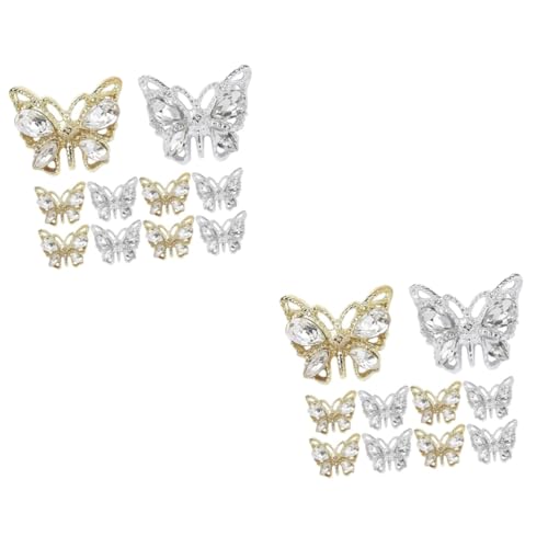 WRITWAA 2 Sätze Bohrer Für Nagelschmuck Reiz Schmetterling Charme Nagelanhänger Süß Nagelkunstzubehör Trendy Nagel Charms Nageldekorationen Für Nagelkunst Nagelstein Legierung 10 Stück * 2 von WRITWAA
