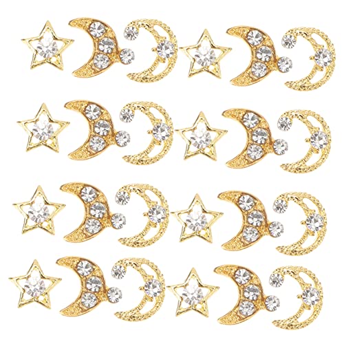 WRITWAA 2 Sätze Charms Mit Mond Und Sterne Dekoration Für Nagelkunst Diy Nail Art Zubehör Glänzende Effekte Für Atemberaubende Nägel 30 Stück * 2 von WRITWAA