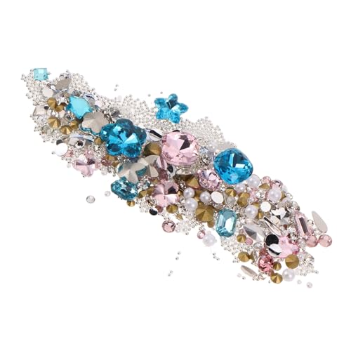 WRITWAA 2 Sätze Glitter Nail Jewels Set mit Flachen Rückseiten Starke Haftung Bunte Rosa und Blau Strasssteine in Herz- Schmetterlings Rechteckformen DIY Nagelkunst Dekoration für Frauen von WRITWAA