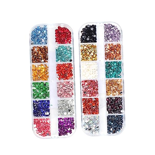 WRITWAA 2 Sätze Nagelstuds Boxen Mit Bunten Maniküre Dekorationen Fächer Resin Strasssteine Für Nageldesign Für Diy Und An Feiertagen 2boxen*2 von WRITWAA