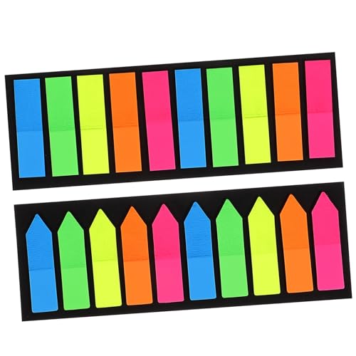 WRITWAA 2 Sätze Sticky Index Tabs Selbstklebende Farbige Buchmarker mit Spitzem Design Leuchtfarben für Schule Büro Notizen und Seitenmarkierung Praktisch für Bücher und Dokumente von WRITWAA