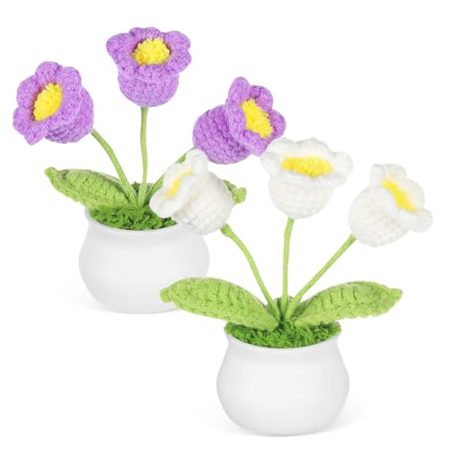 WRITWAA 2 Stück Maiglöckchen-blumenornamente Gehäkelte Blumenverzierung Häkelblüten Blumendekor Stricken Gestrickt Dekoration Drinnen Büro Gehäkelte Tulpen Häkelblume Blumen Häkeln Garn von WRITWAA