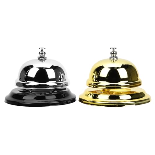 WRITWAA 2 Stück Metall Tischglocke Serviceklingel mit Lautem Klang für Restaurant Hotel Büro Spiel und Training Langlebig Einfach zu Bedienen Geeignet als Dinner Bell und Spielrequisit von WRITWAA