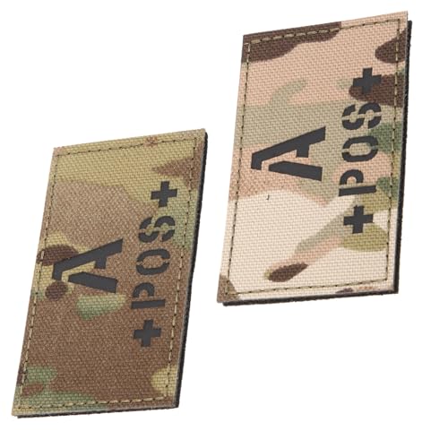 WRITWAA 2 Stück Reflektierender Blutgruppen patch A Positiv mit Klebeverschluss Tarnmuster Strapazierfähiges Wasserabweisend für Kleidung Rucksäcke und Outdoor einsatz von WRITWAA