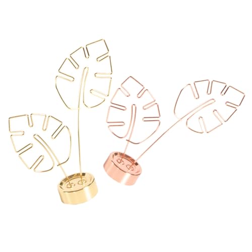 WRITWAA 2 Stück Teiliges Memo Clip Metall Tischkartenhalter Stabile Fotoklammern mit Blattform Deko Wiederverwendbar und Vielseitig für Notizen Fotos Tischdekoration Büro und Party von WRITWAA