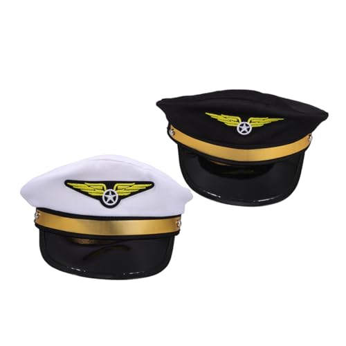 WRITWAA 2 Stück Verstellbare Kapitänsmütze Schwarz und Weiß für Piraten Themenpartys Cosplay und Bühnenaufführungen Komfortabler Sitz und Design mit Gesticktem Abzeichen WRITWAA 2 Stück Verstellbare Kapitänsmütze Schwarz und Weiß für Piraten Themenpartys Cosplay und Bühnenaufführungen Komfortabler Sitz und Design mit Gesticktem Abzeichen von WRITWAA