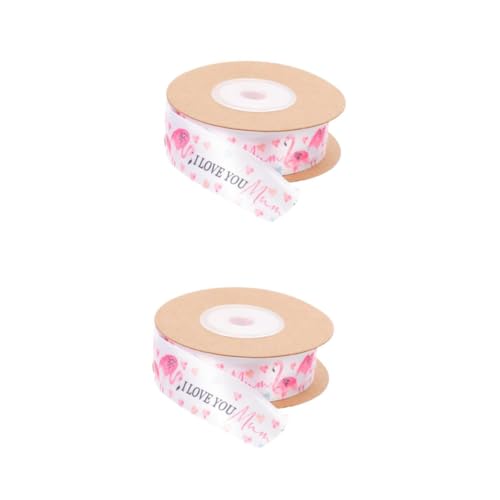 WRITWAA 2 Stück muttertagsband geschenkband geschenkeband geschenksband Schleife Mütter weißes Band Dekoratives Verpackungsband bedrucktes Flamingoband Banddekor Polyester von WRITWAA