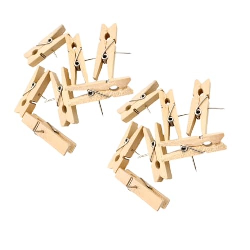WRITWAA 20 Stück Teiliges Holzklammern mit Push Pins Stabile Stecknadeln für Pinnwände und Korktafeln Vielseitige Foto Büroklammern mit Glatten Kanten für Büro Schule und Heimdekoration von WRITWAA
